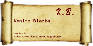 Kanitz Blanka névjegykártya